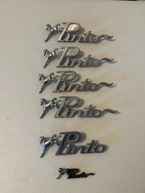 Vintage Chrome Ford Pinto Fender Emblem - Silver Finish set/6